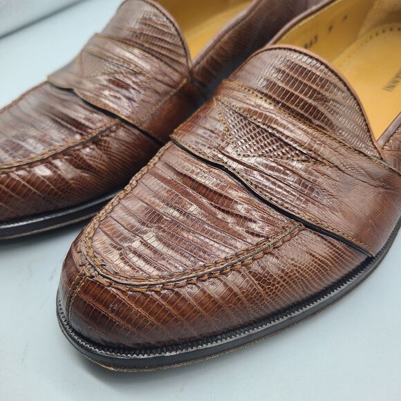 Magnanni  Raul men shoe genuine lizard skin penny loafer Spain cognac Sz 9 main image 6